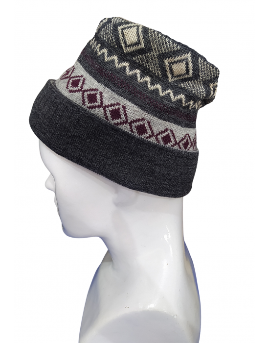 Unisex Purewool Jacquard stripes design Cap